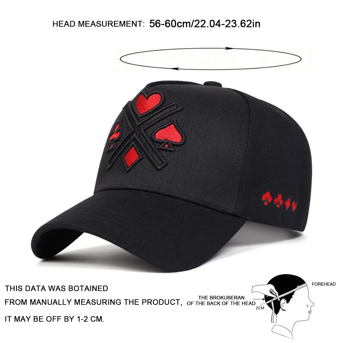 Unisex Poker Embroidery Casual Outdoor Adjustable Baseball Cap