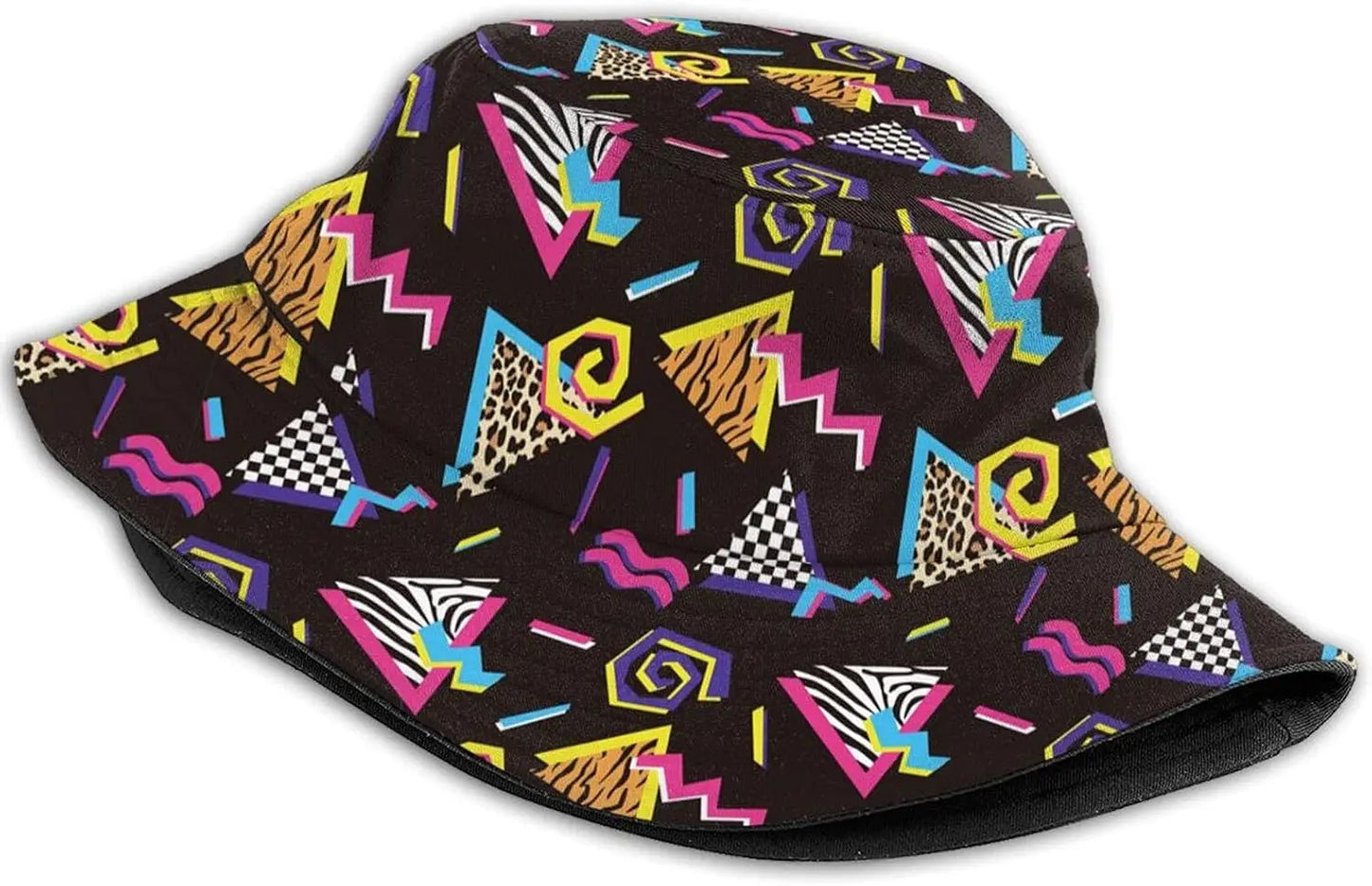 Retro Vintage Geometric Leopard Print Bucket Hat