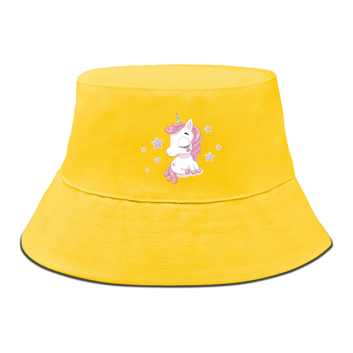 Pink Cartoon Unicorn Print Trendy Bucket Hat