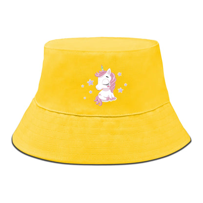 Pink Cartoon Unicorn Print Trendy Bucket Hat