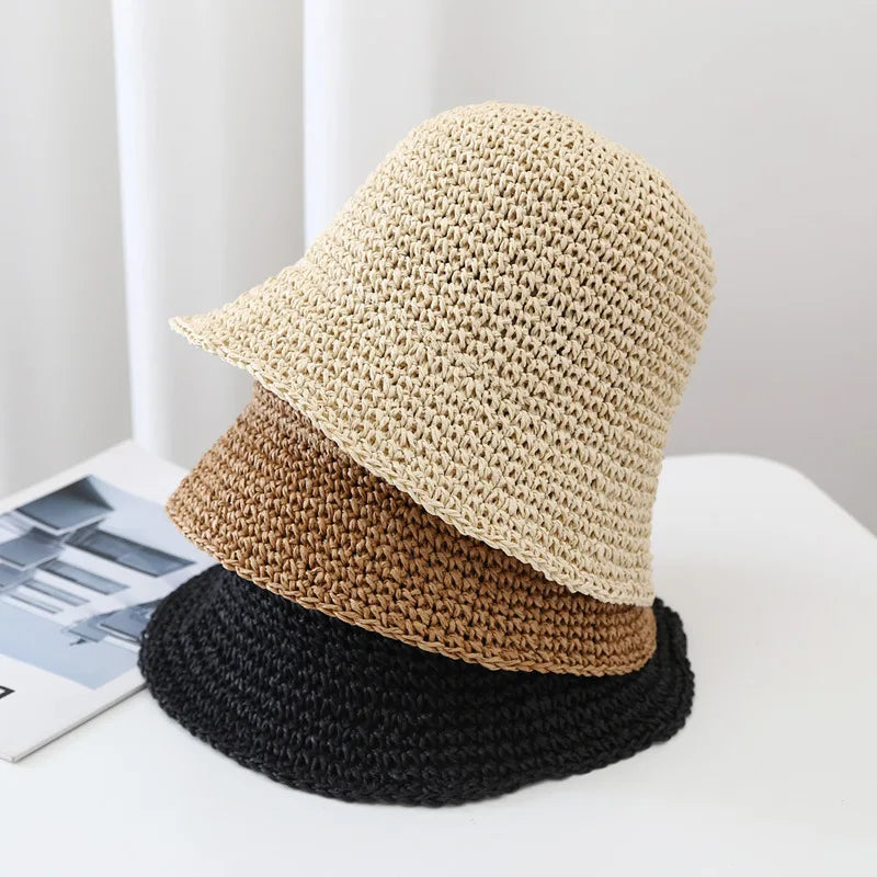 Handmade Crochet Straw Summer Bucket Hat