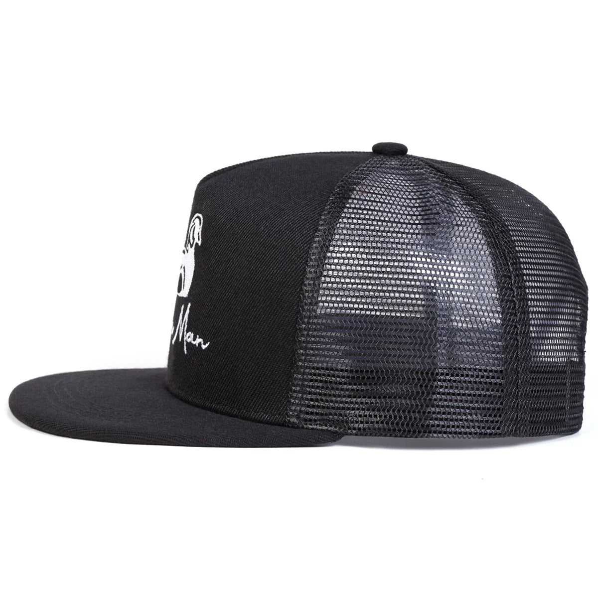 Unisex Simple Man Embroidered Mesh Snapback Cap