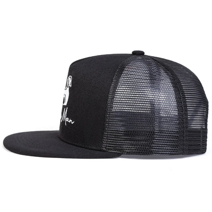 Unisex Simple Man Embroidered Mesh Snapback Cap