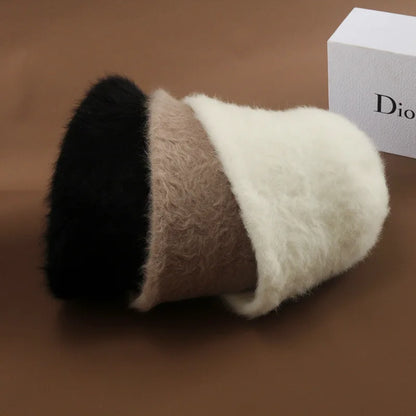 Rabbit Fur Winter Bucket Hat