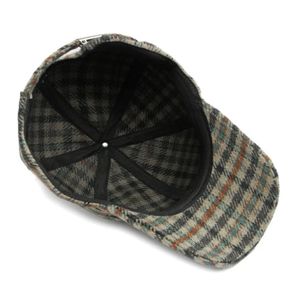 Plaid Fleece Blend Thick Warm Retro Baseball Hat