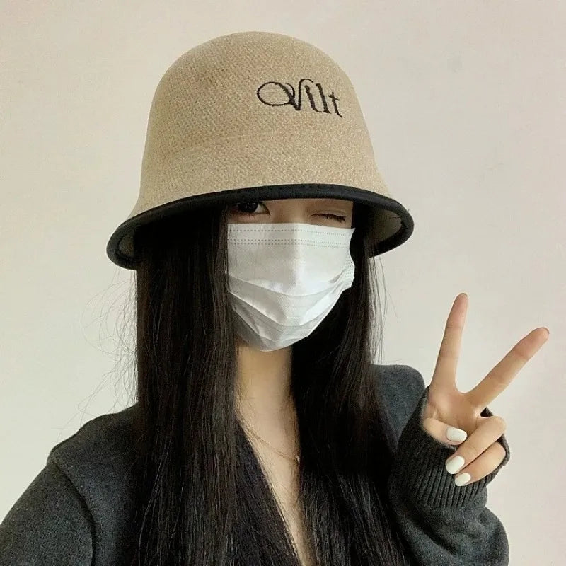Korean Colorblock Knit Bucket Hat