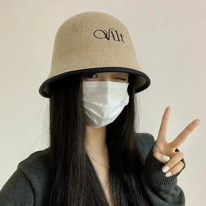 Korean Colorblock Knit Bucket Hat