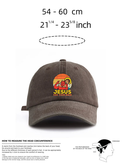 Jesus Has U Back Washed Retro Baseball Cap