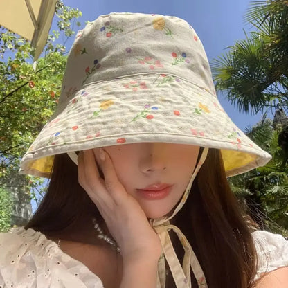 Floral Print Reversible Sun Protection Bucket Hat