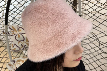 Leopard Faux Fur Plush Winter Bucket Hat