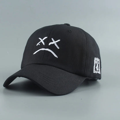Sad Face Embroidered Cotton Dad Hat
