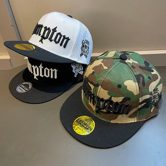 Camouflage Letter Wide Brim Hip Hop Snapback Cap