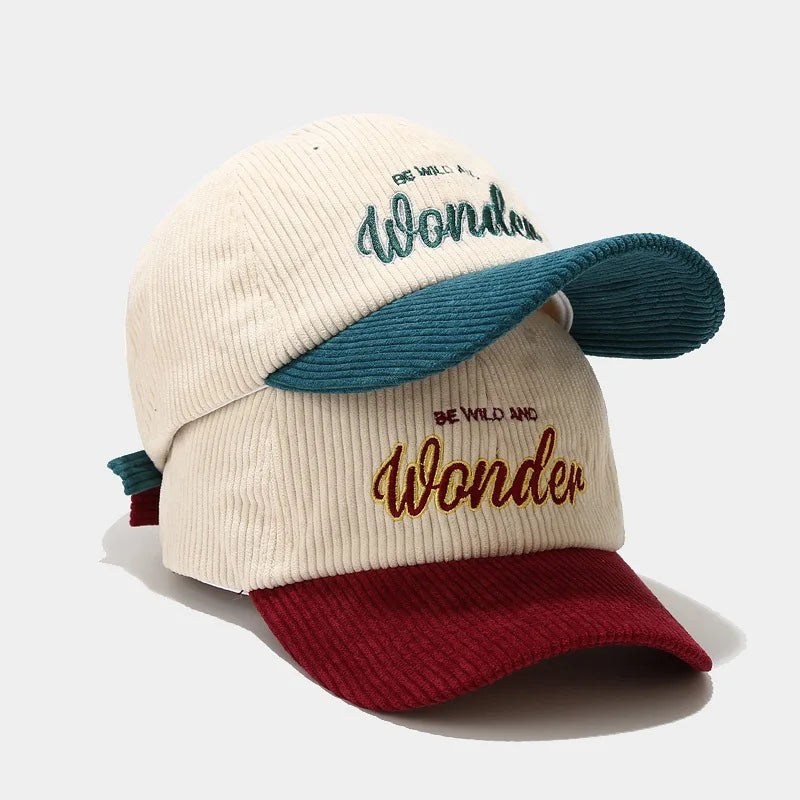 WONDER Corduroy Embroidered Winter Baseball Cap