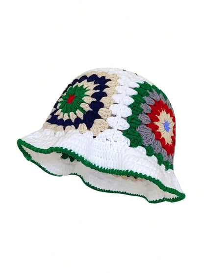 Handmade Crochet Floral Knit Foldable Bucket Hat