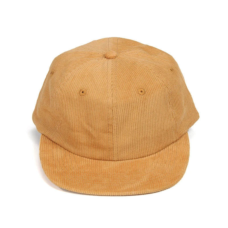 Corduroy 6-Panel Flat Brim Hip Hop Cap