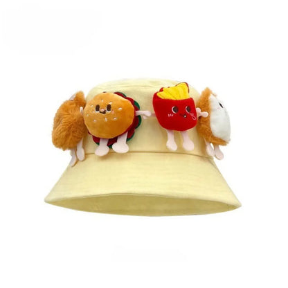 French Fries Hamburger Cartoon Sunshade Bucket Hat
