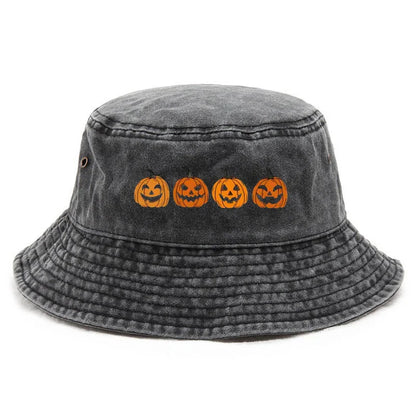 Customize Pumpkin Head Washed Cotton Vintage Halloween Bucket Hat