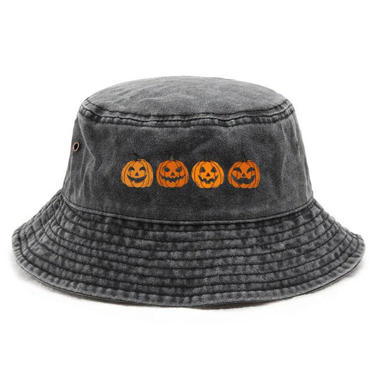 Customize Pumpkin Head Washed Cotton Vintage Halloween Bucket Hat