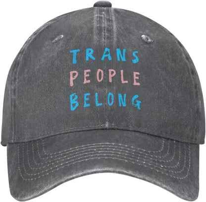 Trans People Belong Washed Cotton Baseball Cap