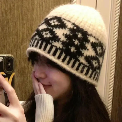Retro Knitted Wool Earflap Bucket Hat