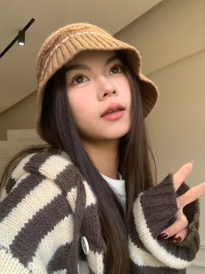 Fair Isle Wool Knit Winter Bucket Hat