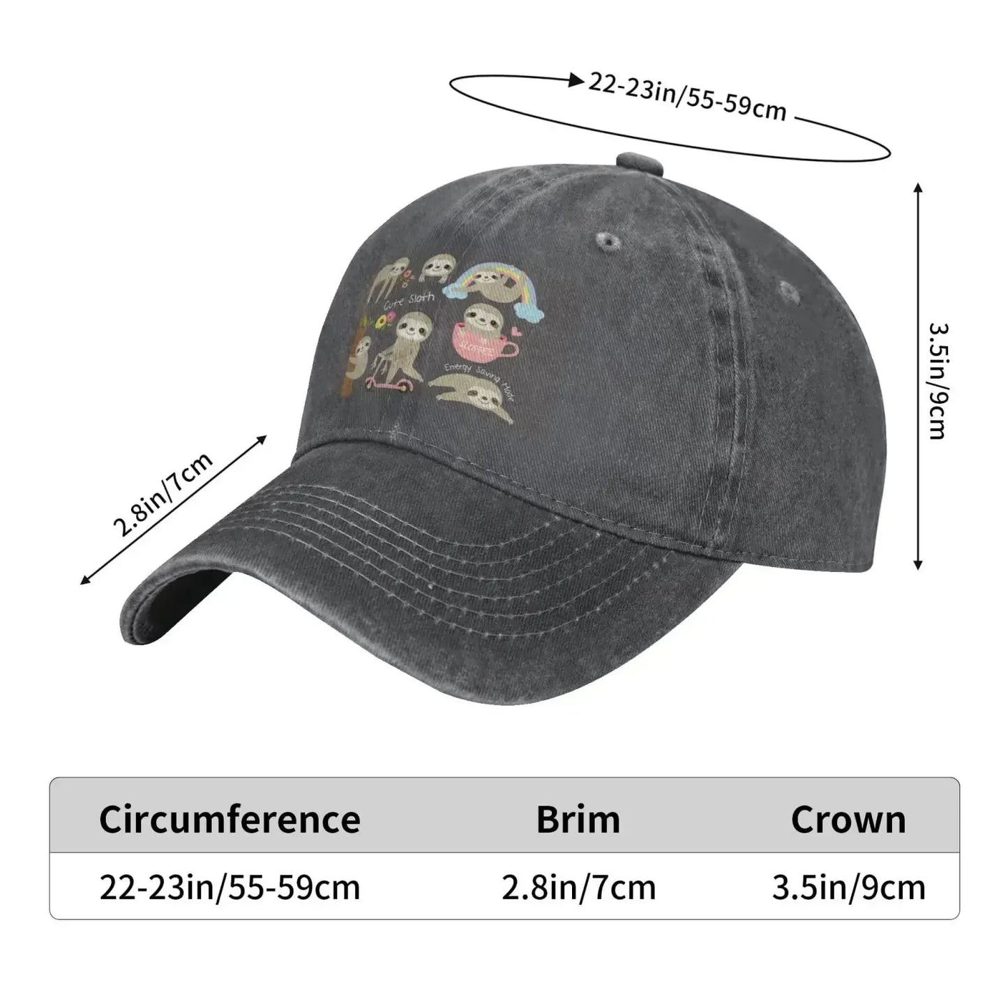 Cute Sloth Cowboy Adjustable Dad Trucker Baseball Cap