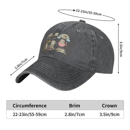 Cute Sloth Cowboy Adjustable Dad Trucker Baseball Cap