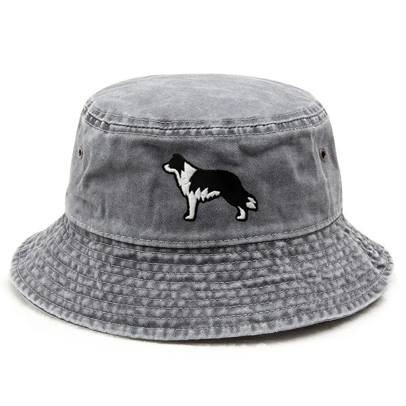 Border Collie Washed Cotton Vintage Outdoor Beach Gift Bucket Hat