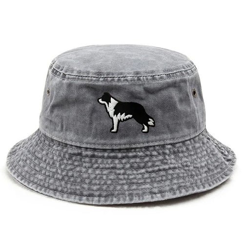 Border Collie Washed Cotton Vintage Outdoor Beach Gift Bucket Hat