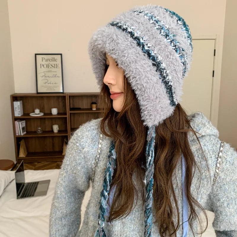 Women's Plush Warm Cozy Knit Bucket Hat