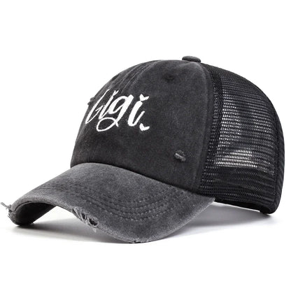 Unisex Mimi Gigi Embroidery Wash Baseball Net Caps