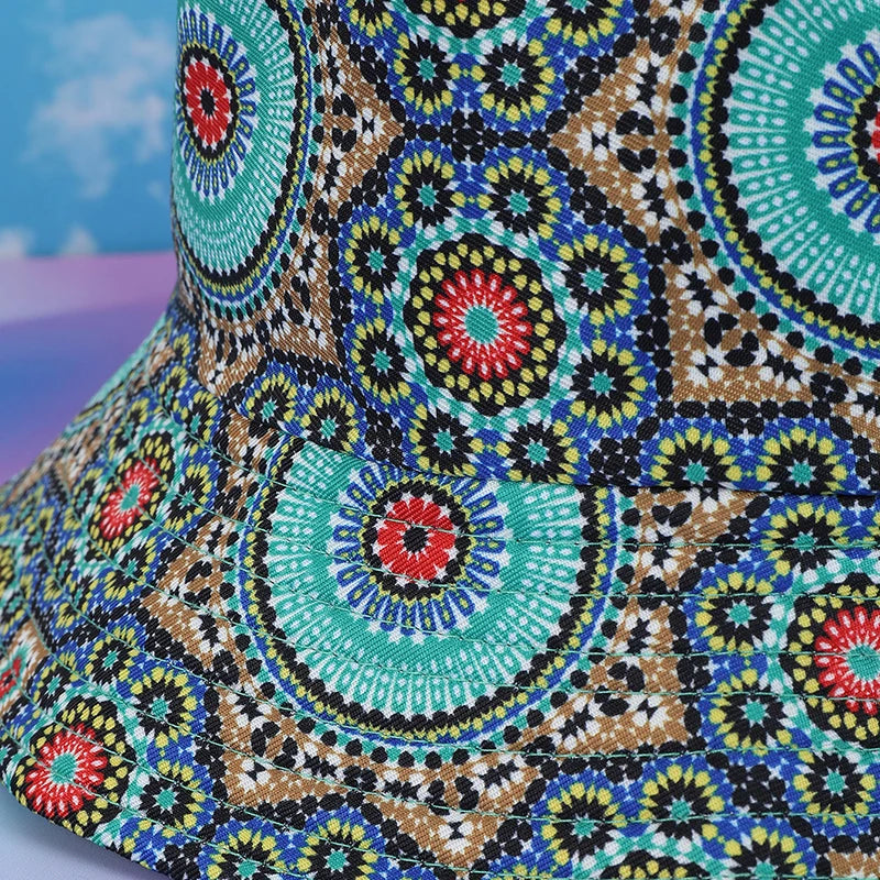 Retro Geometric Graffiti Reversible Bucket Hat