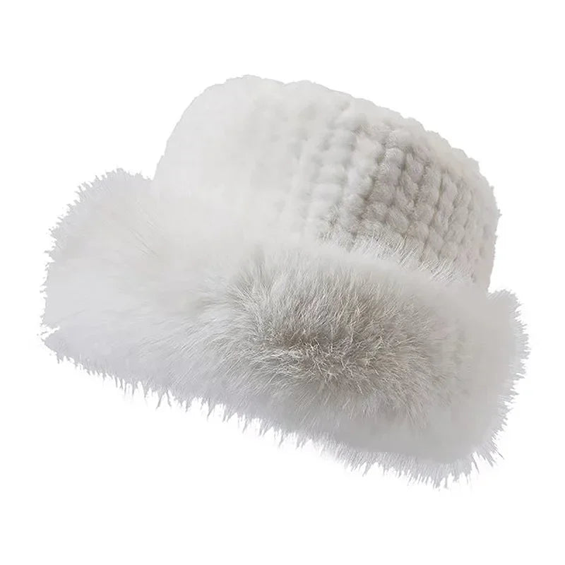 Mongolian Plush Fur Winter Bucket Hat