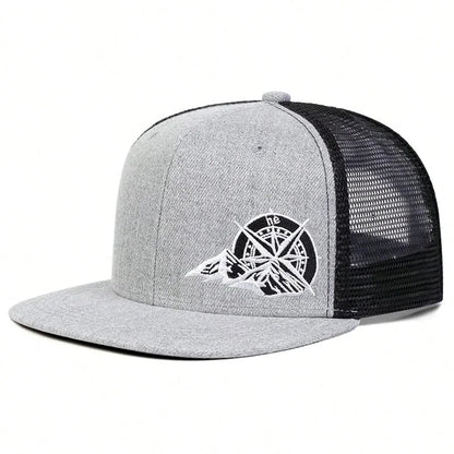Unisex Compass Mountain Embroidery Hip-hop Net Hats
