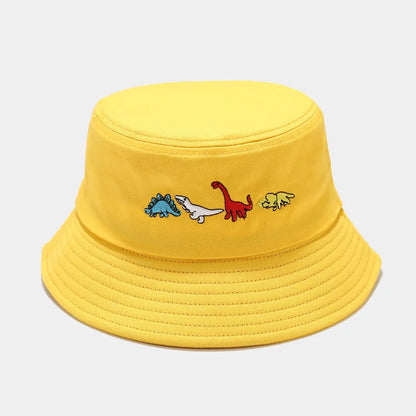 Cute Dinosaur Embroidered Cotton Bucket Hat