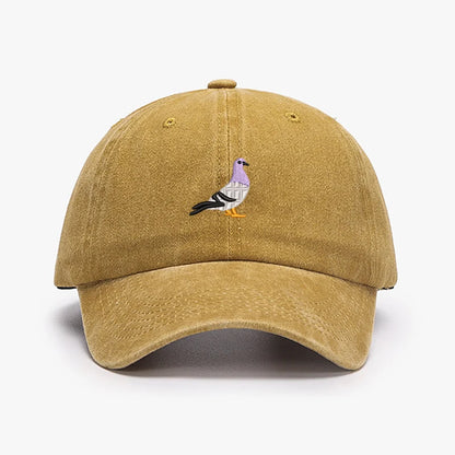 Embroidered Pigeon Vintage Washed Spring Baseball Cap
