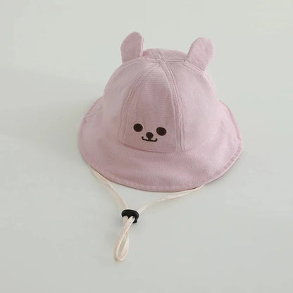 Kids Cute Bear Bucket Hat Baby Toddler Sun Cap UV Protection Cotton Beach Hat