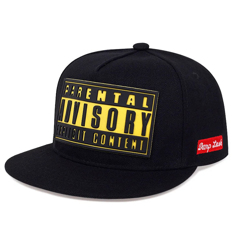 Black Offset Fashion Cotton Snapback Cap