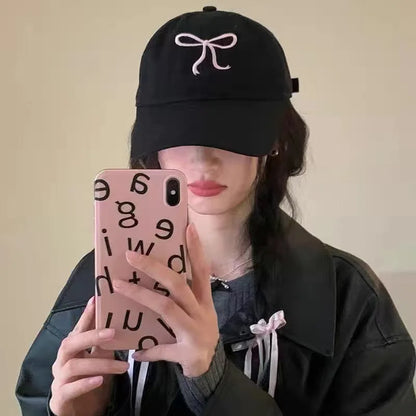Cute Korean Bow Pink Baseball Cap