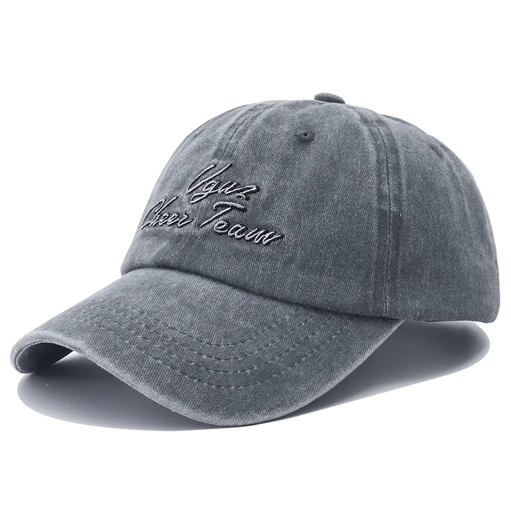 Unisex Letter Embroidery Washed Cotton Baseball Cap