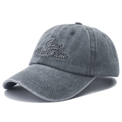 Unisex Letter Embroidery Washed Cotton Baseball Cap