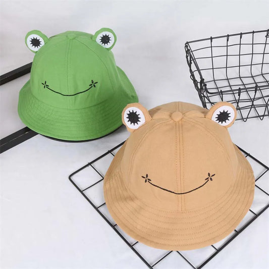 Women Embroidered Frog Sun Bucket Hat