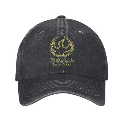 Rebel Loon Symbol Vintage Distressed Denim Baseball Cap