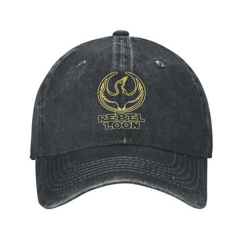 Rebel Loon Symbol Vintage Distressed Denim Baseball Cap