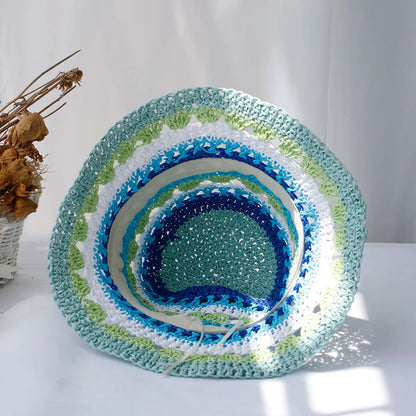 Multicolor Foldable Crochet Straw Bucket Hat