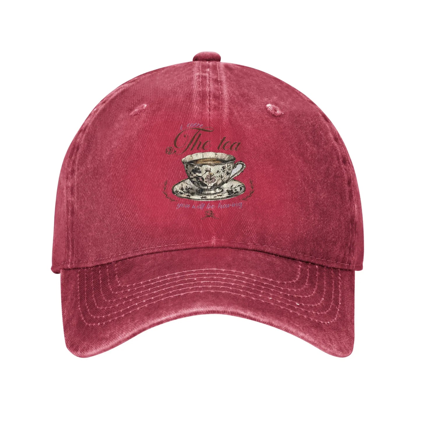 Washed "I Am The Tea" Fashion Baseball Cap