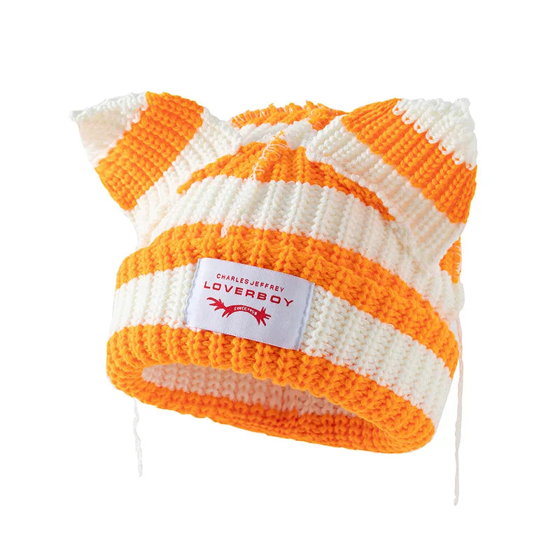 Y2K Cute Ear Warm Knit Bucket Hat