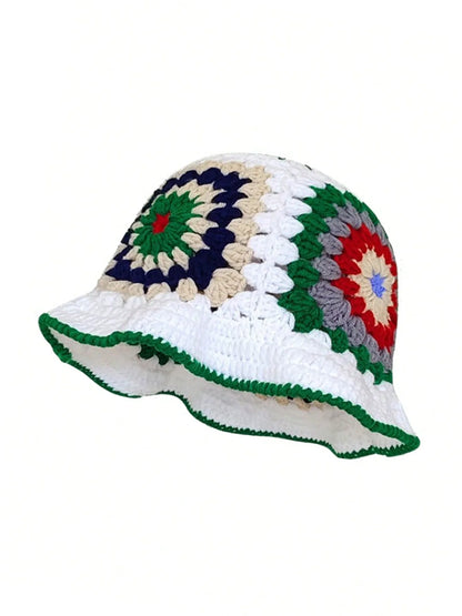 Handmade Crochet Flower Knitted Fashion Bucket Hat