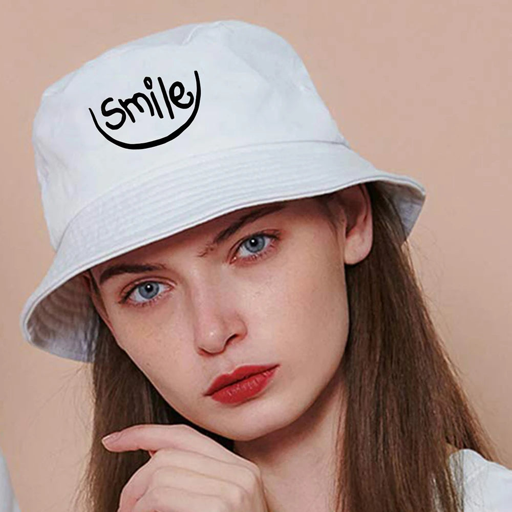 Unisex Smile Face Print Bucket Hat