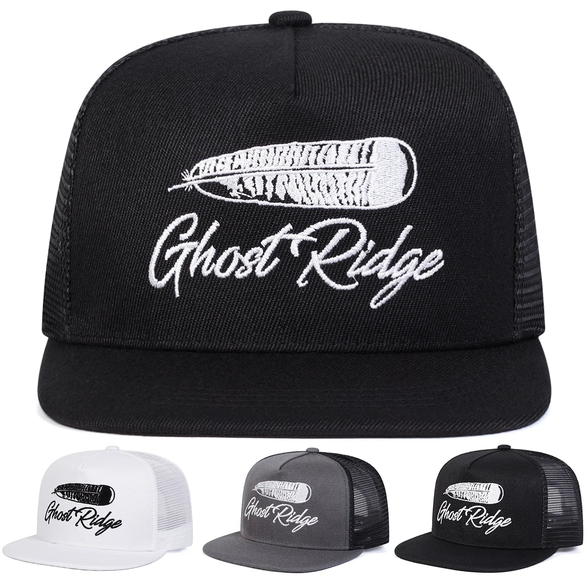 Unisex Ghost  Ridge Letter Embroidery Hip-hop Net Hats